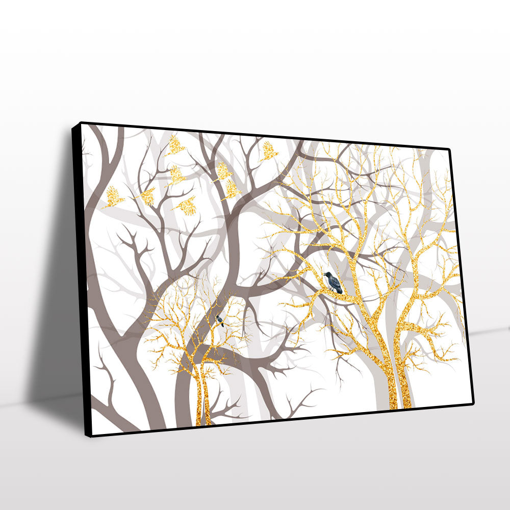 Golden Branches and Bluebird Canvas Wall Art