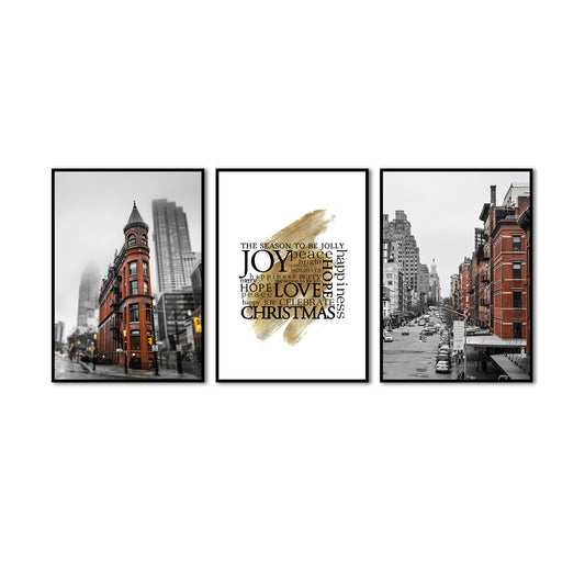 3 Piece Nordic London Street and Quote Canvas Wall Art