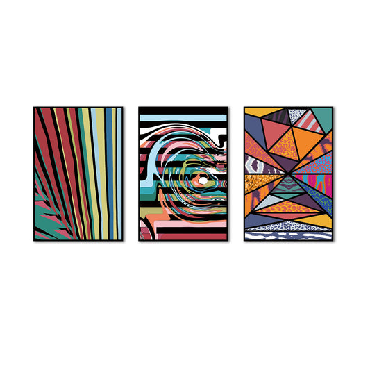 3 Piece Colorful Geometry Pattern Canvas Wall Art