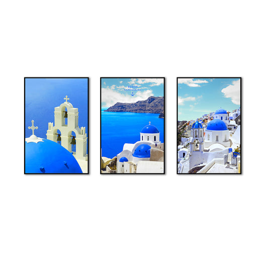 3 Piece Santorini Blue Roof Canvas Wall Art