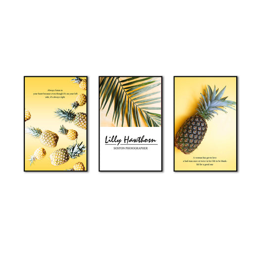 3 Piece Nordic Pineapple and Quotes Canvas Wall Art