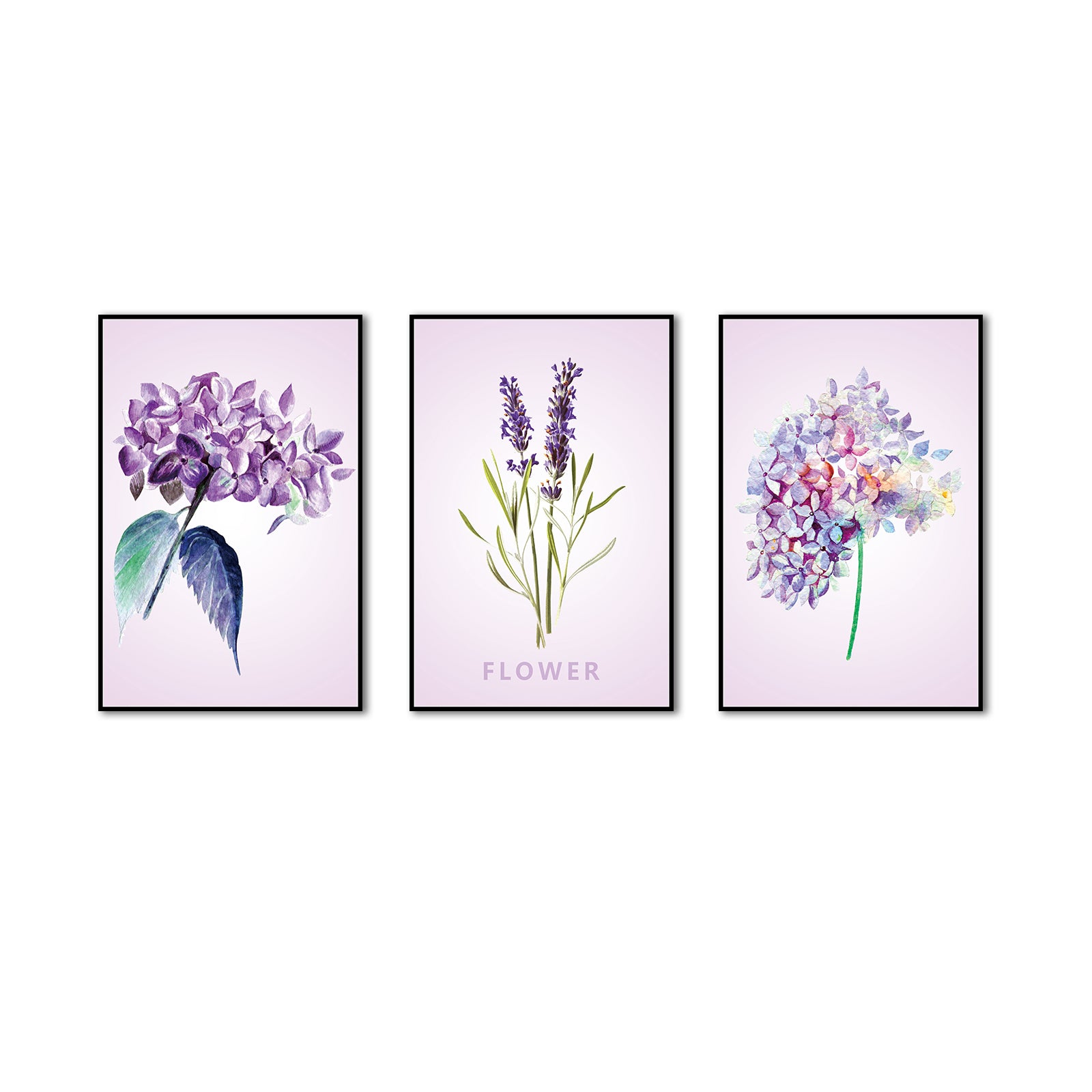 3 Piece Nordic Purple Lavender Canvas Wall Art