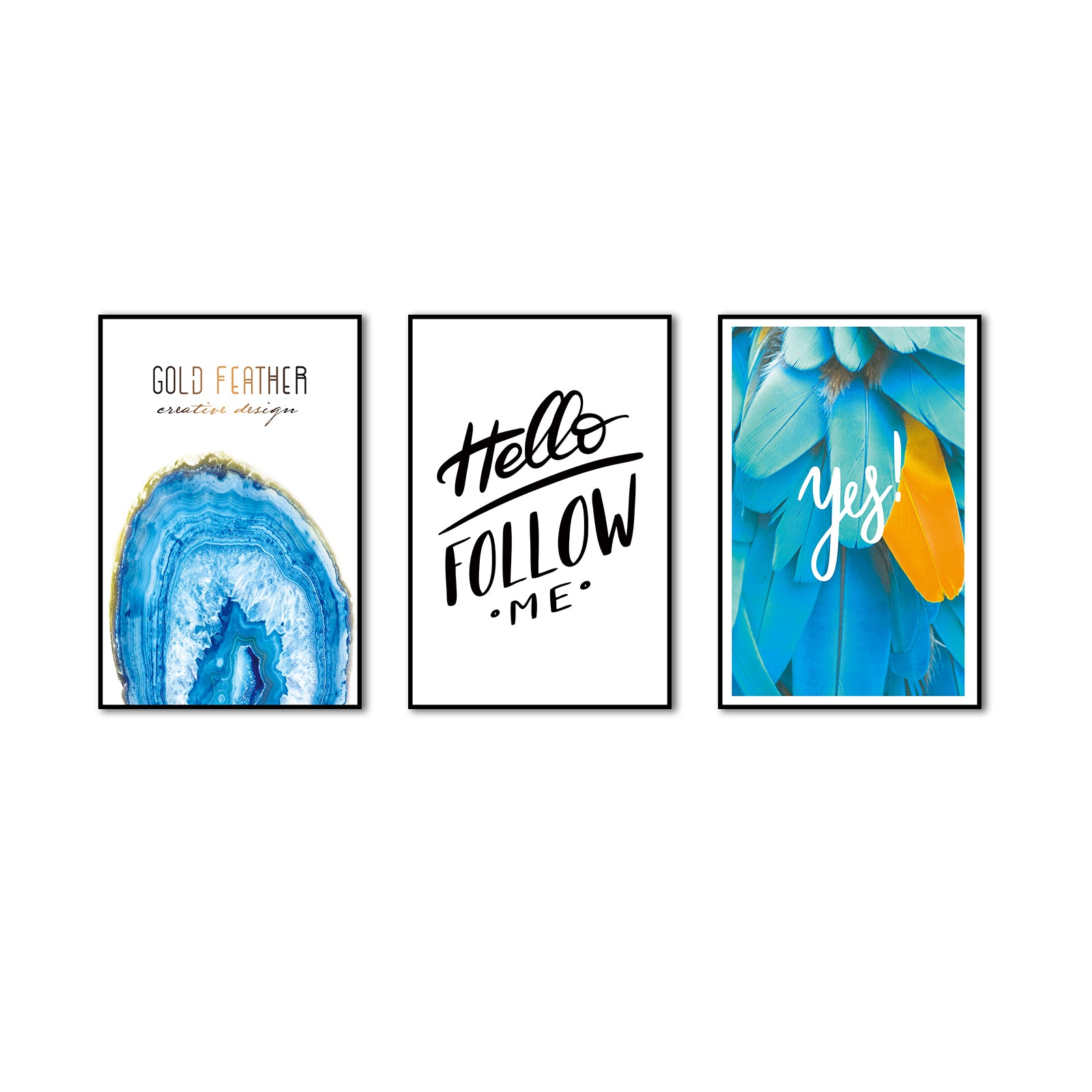 3 Piece Nordic Hello Follow Me Canvas Wall Art