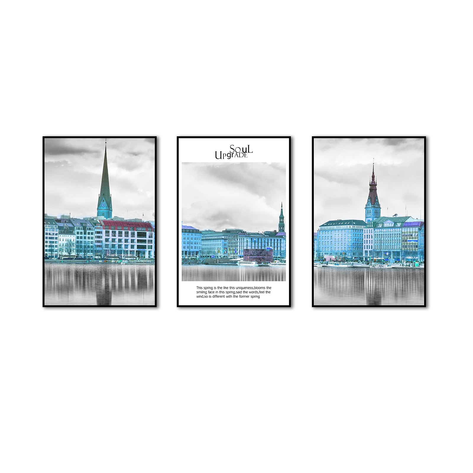 3 Piece Nordic Europe Building and Life Quote Canvas Wall Art