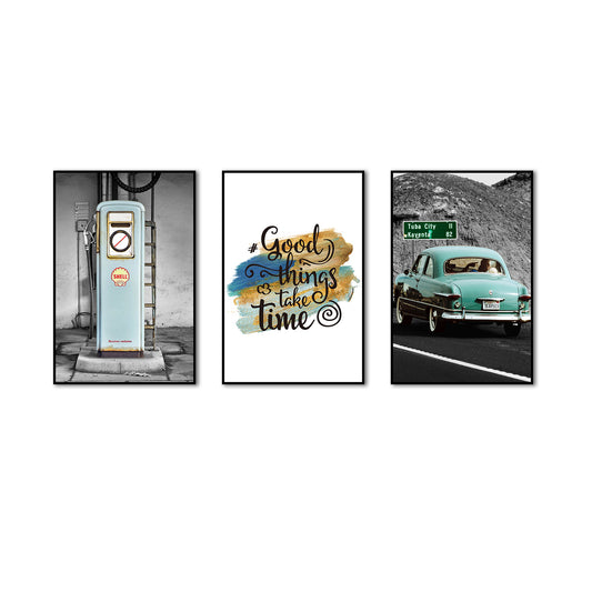 3 Piece Nordic Good Things Take Time Canvas Wall Art