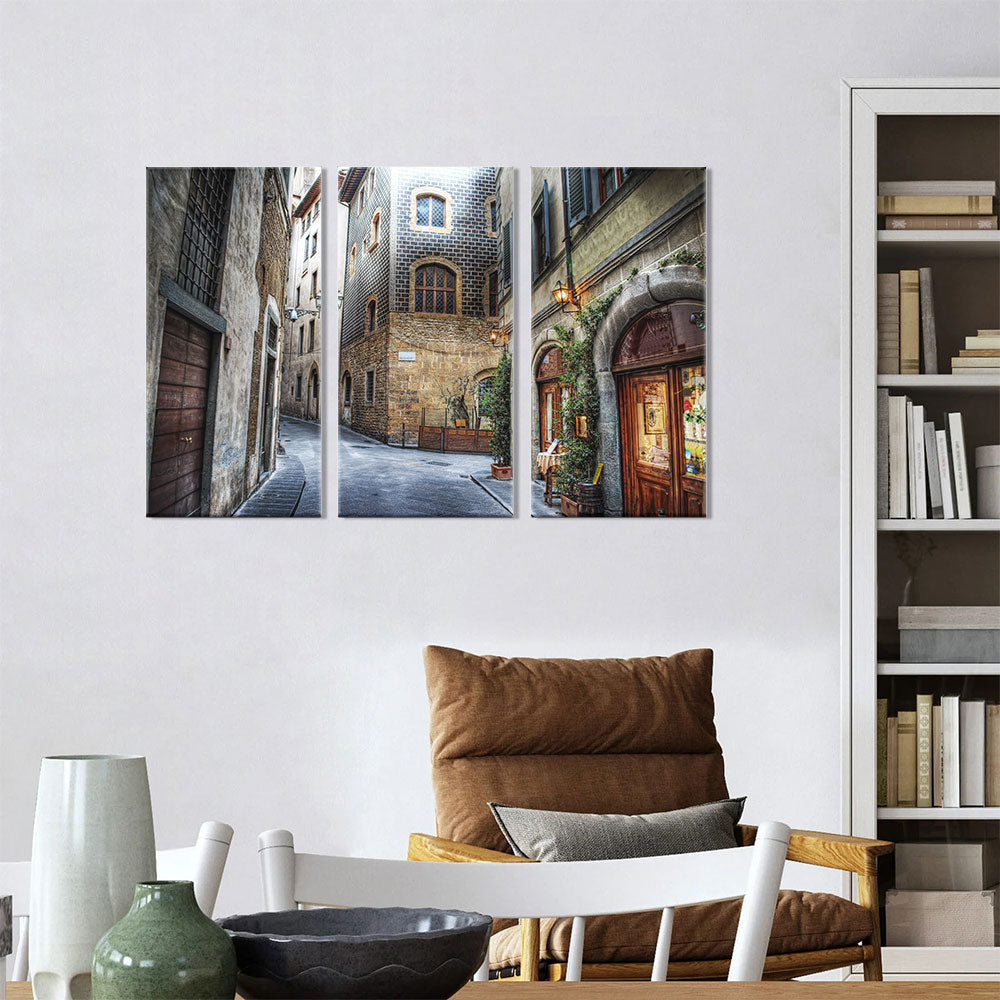 Beautiful narrow street in Florence canvas wall art