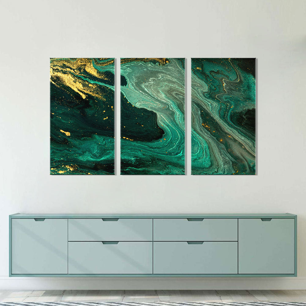 Abstract Gold and Green Marble canvas wall art