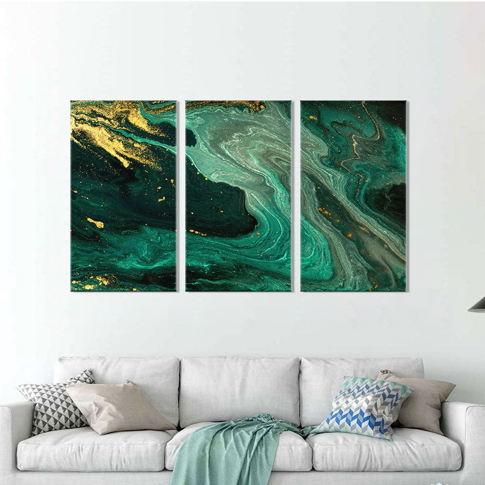 Abstract Gold and Green Marble canvas wall art