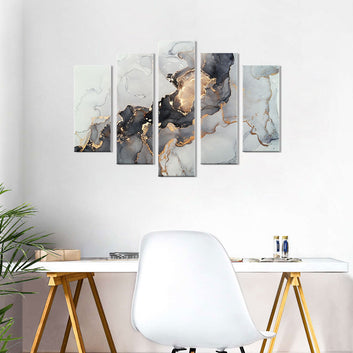 Black Gold Marble Abstract Canvas Wall Art