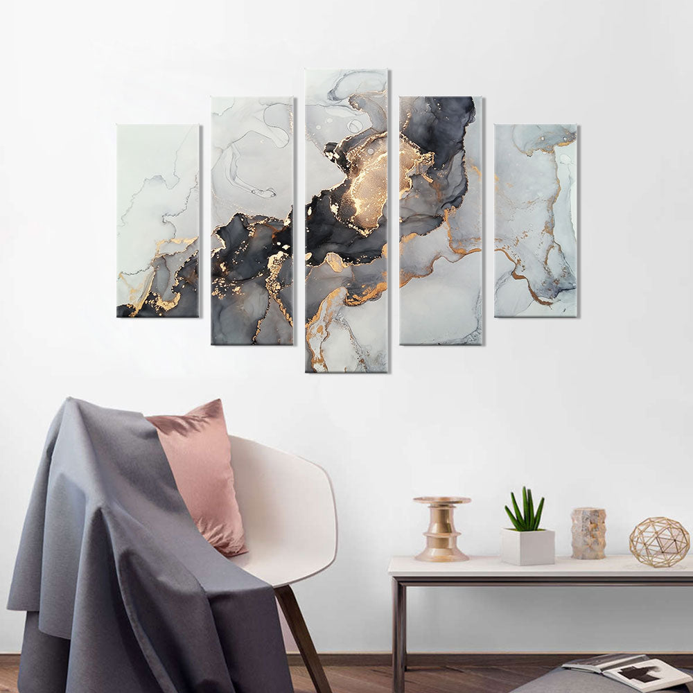 Black Gold Marble Abstract canvas wall art