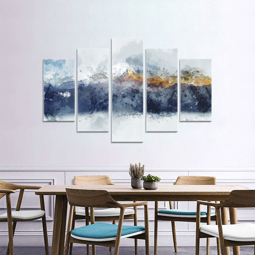 Abstract mountain ranges in morning light canvas wall art