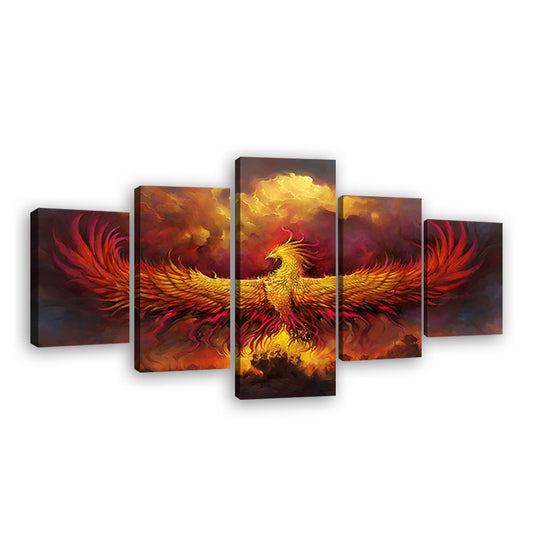 Phoenix Rising From the Ashes of Flame Canvas Wall Art