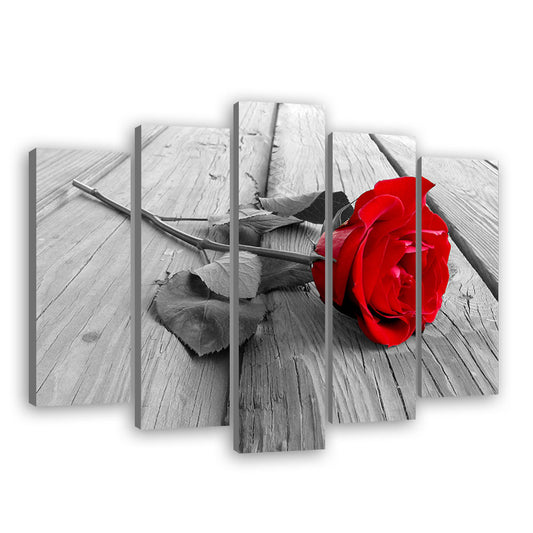 Rose on Wood Canvas Wall Art