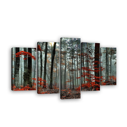 Red Forest Trees Canvas Wall Art