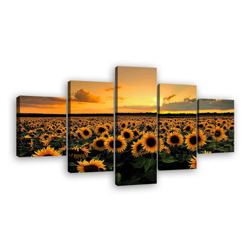 Sunflowers in Sunset Canvas Wall Art
