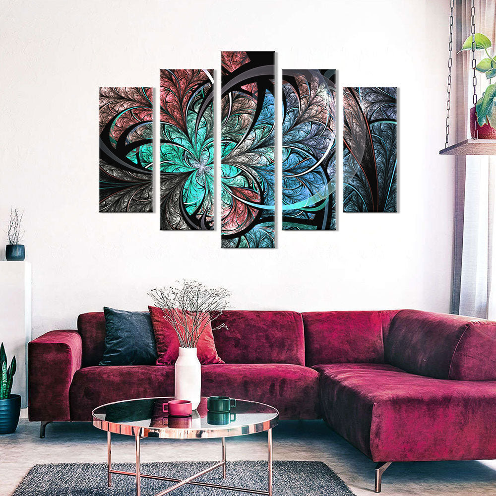 Colorful Fractal Flower canvas wall art