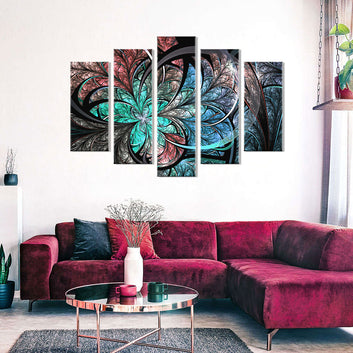 Colorful Fractal Flower Canvas Wall Art