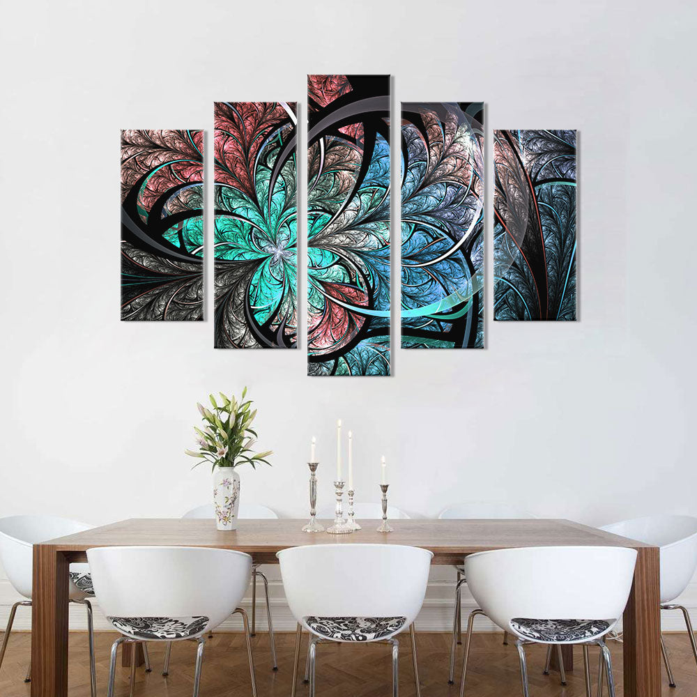 Colorful Fractal Flower canvas wall art