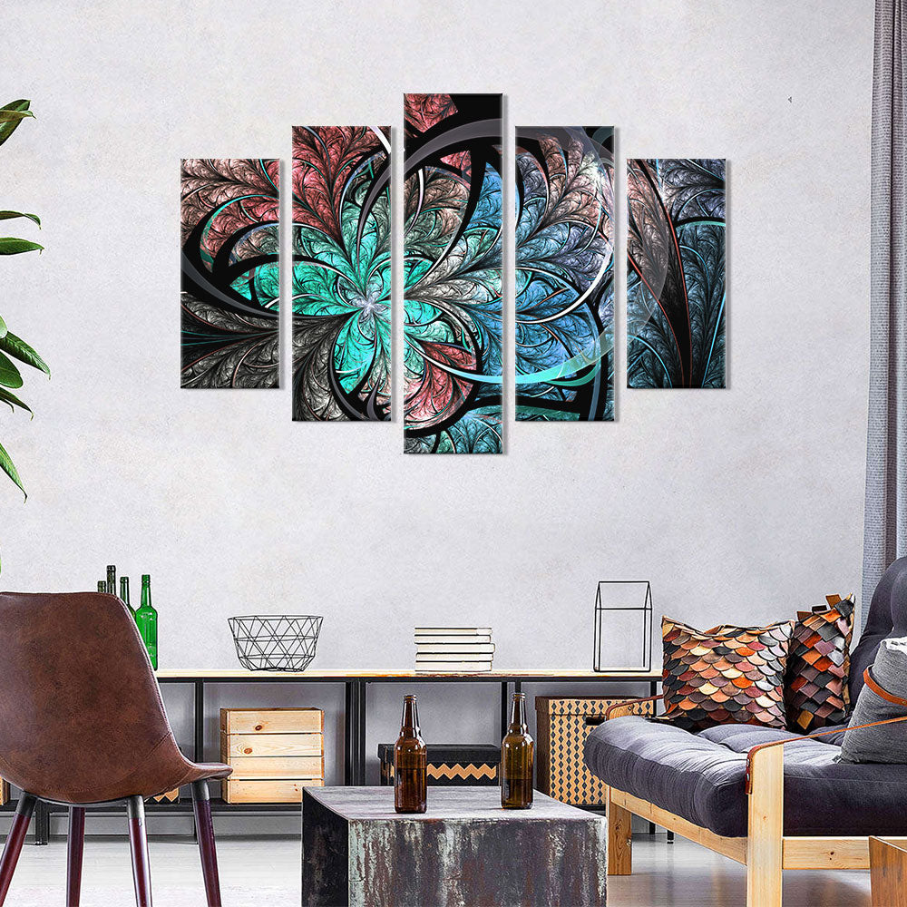 Colorful Fractal Flower canvas wall art