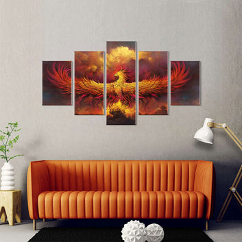 Phoenix Rising From the Ashes of Flame Canvas Wall Art