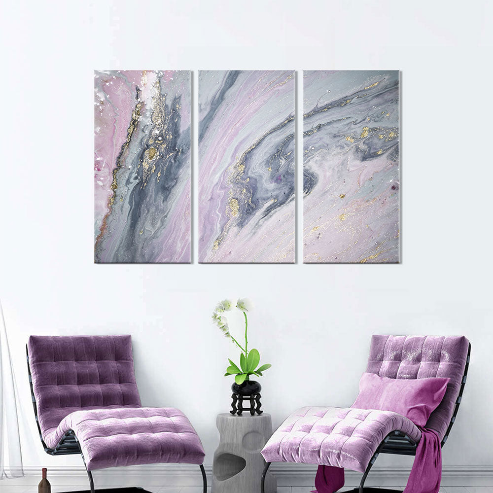 Abstract Pink and Gold canvas wall art