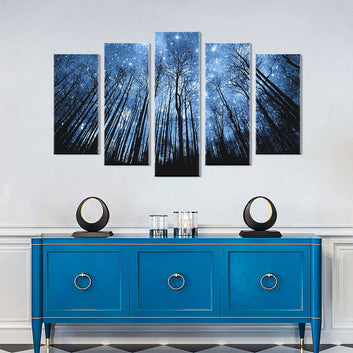 Forest of Stars Night View Canvas Wall Art