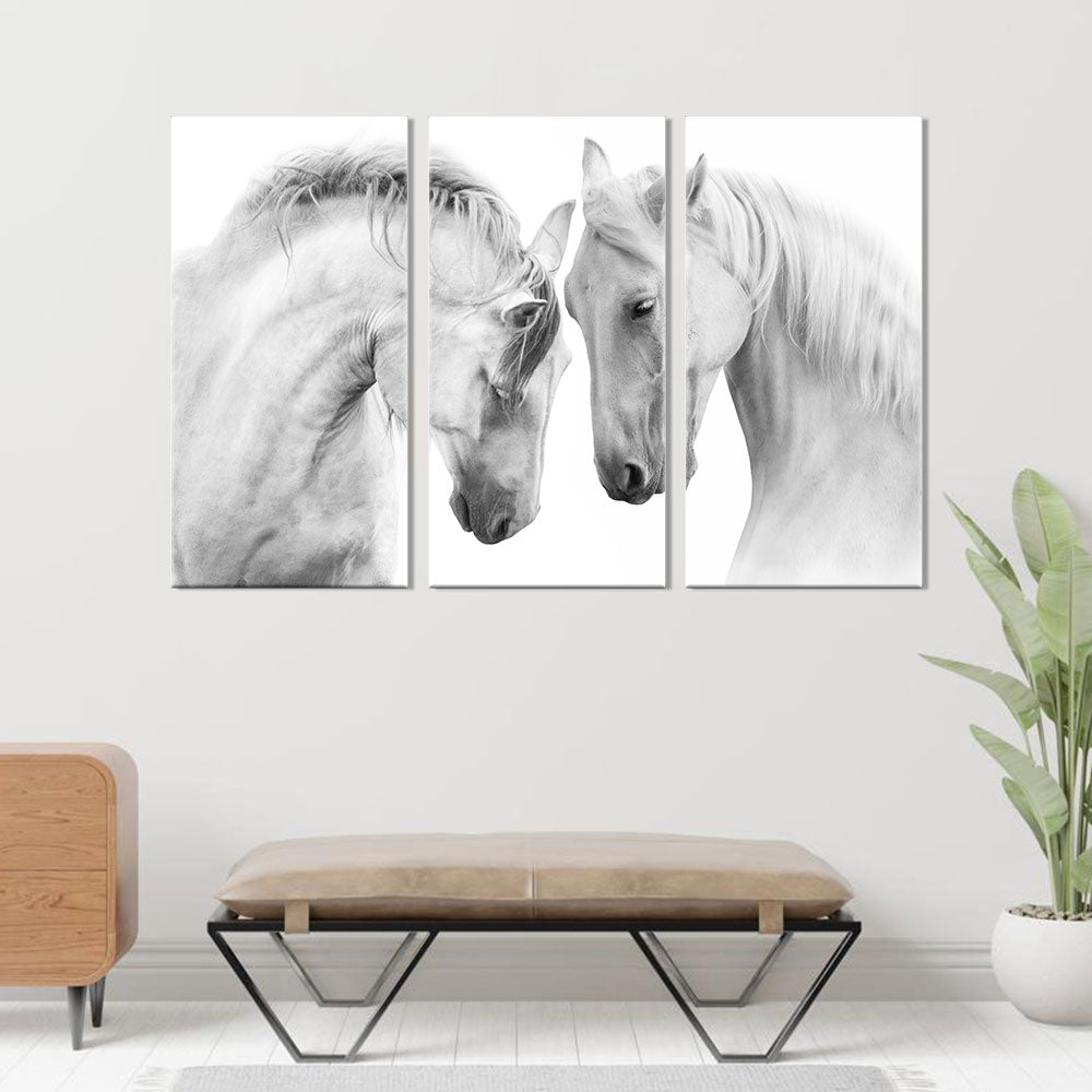 Couple of Beautiful White Horses canvas wall art
