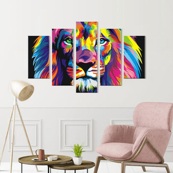 Colorful lion Canvas Wall Art