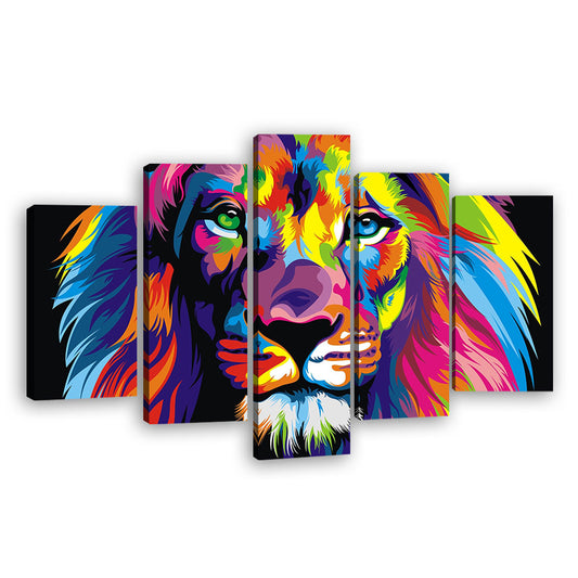 Colorful lion canvas wall art
