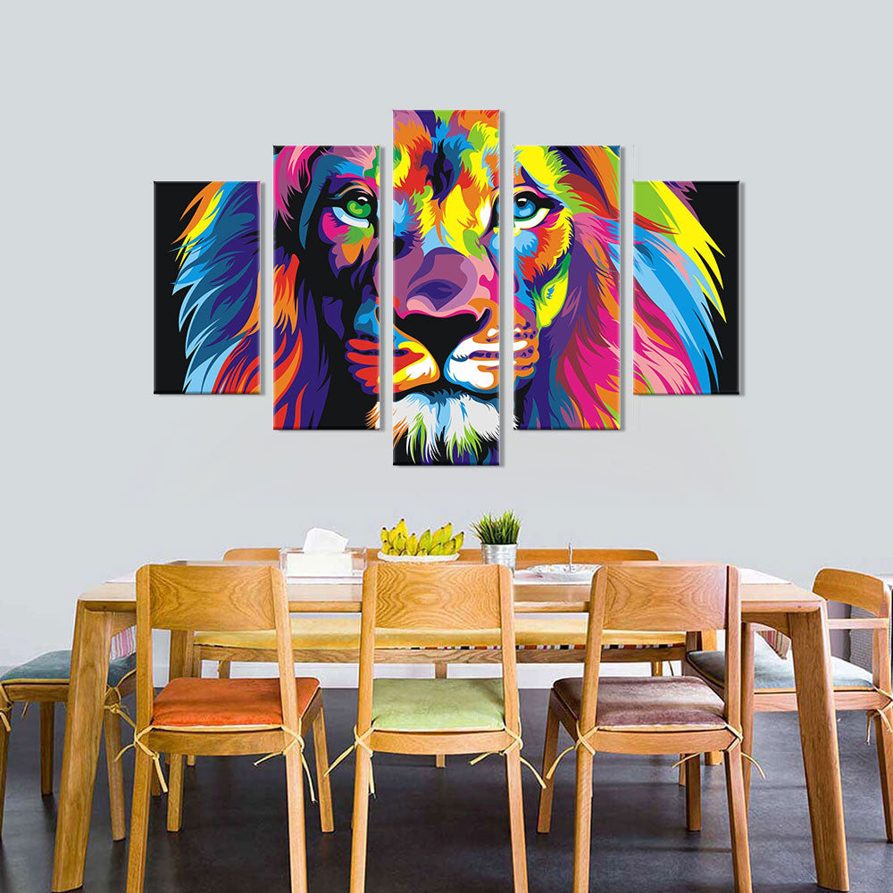 Colorful lion canvas wall art