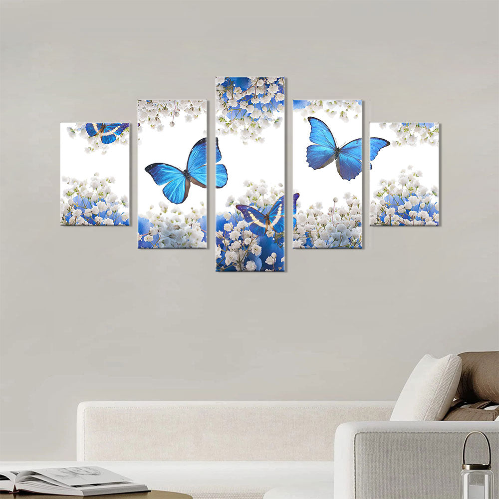Butterflies on flower canvas wall art