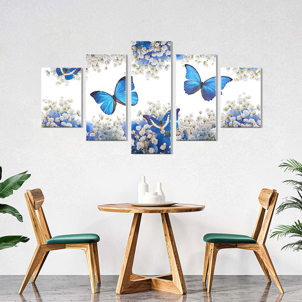 Butterflies on flower canvas wall art