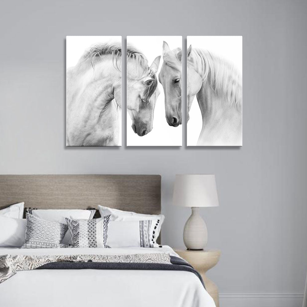 Couple of Beautiful White Horses canvas wall art