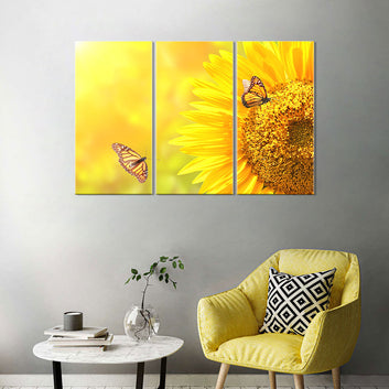 Sunflower with Butterfly Canvas Wall Art