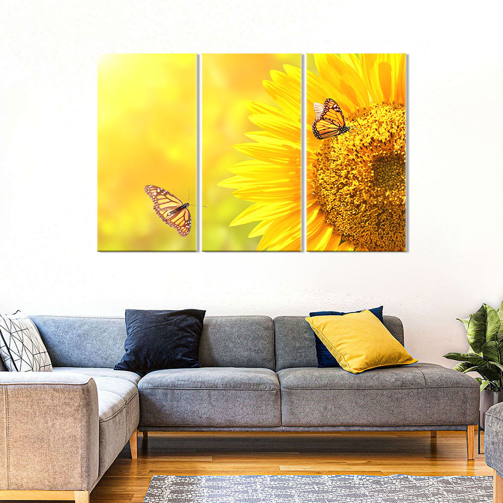 Sunflower with Butterfly Canvas wall art