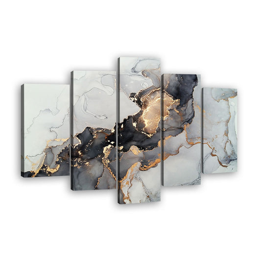 Black Gold Marble Abstract Canvas Wall Art