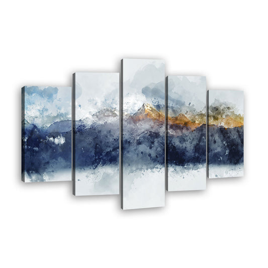 Abstract Mountain Ranges In Morning Light Canvas Wall Art