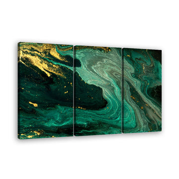 Abstract Gold and Green Marble canvas wall art