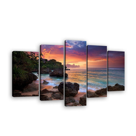 Romantic Sunset Beach Canvas Wall Art