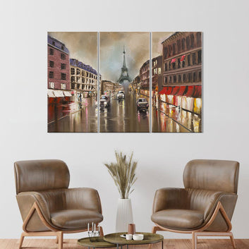 Abstract Paris Street Painting Canvas Wall Art