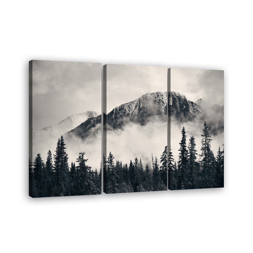 Banff National Park Foggy Mountains canvas wall art