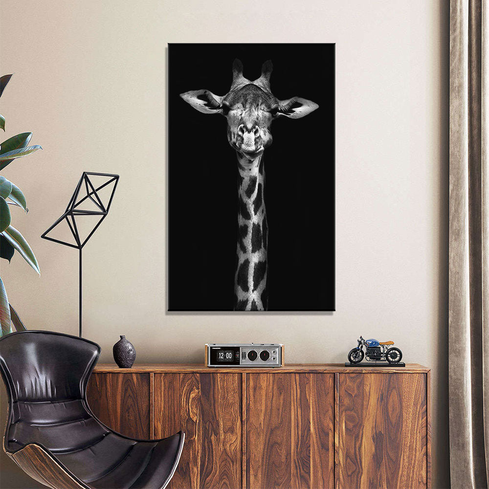 Black and White Giraffe canvas wall art