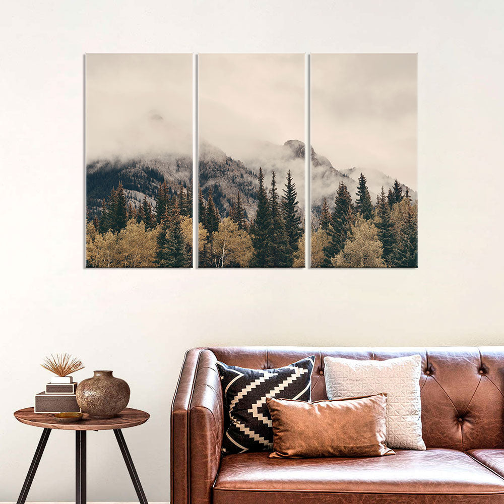 Foggy Banff National Park canvas wall art