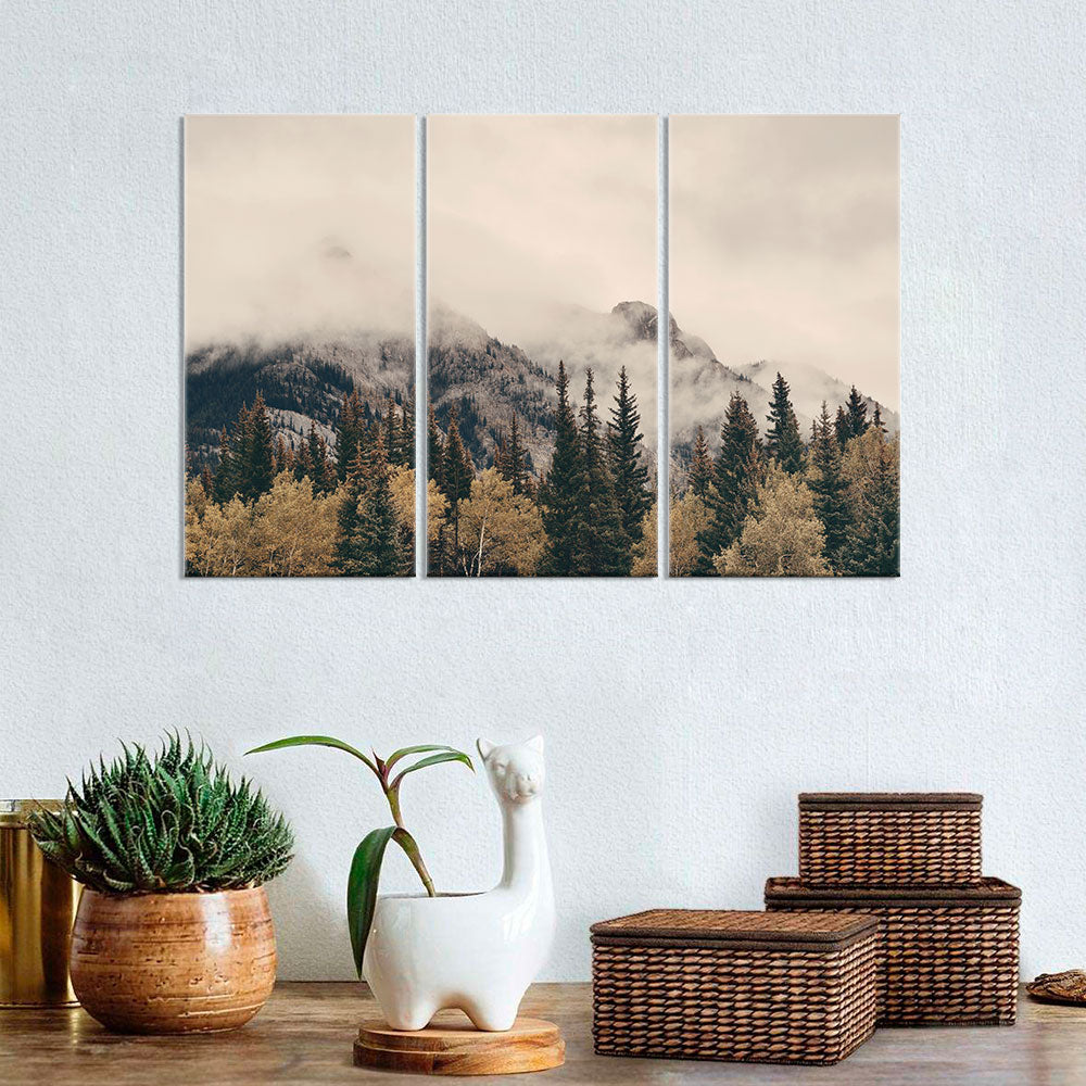 Foggy Banff National Park canvas wall art