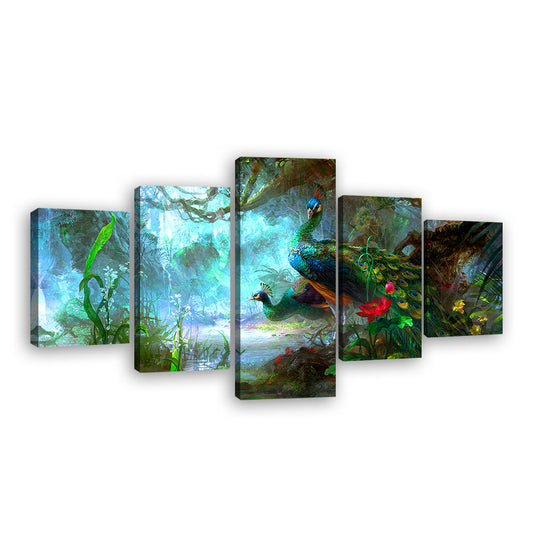 Colorful Peacock Canvas Wall Art