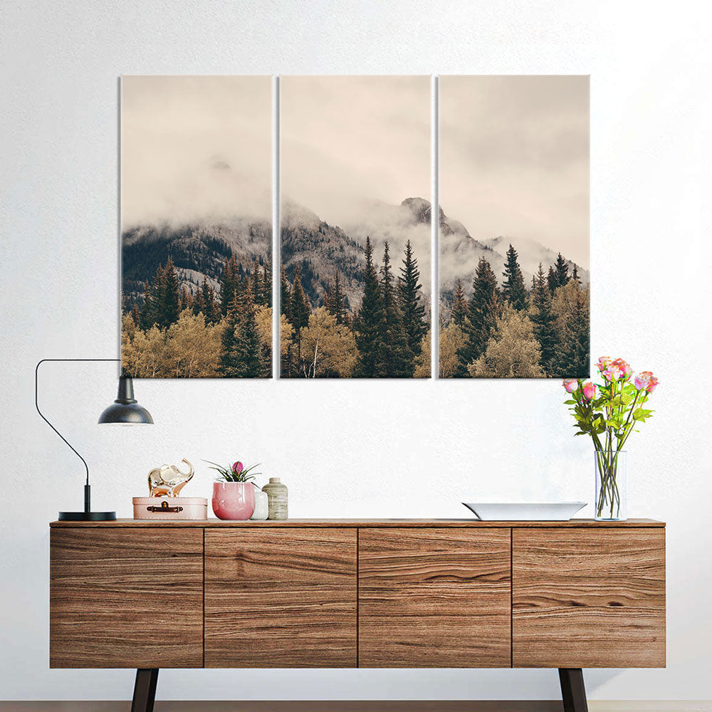 Foggy Banff National Park canvas wall art