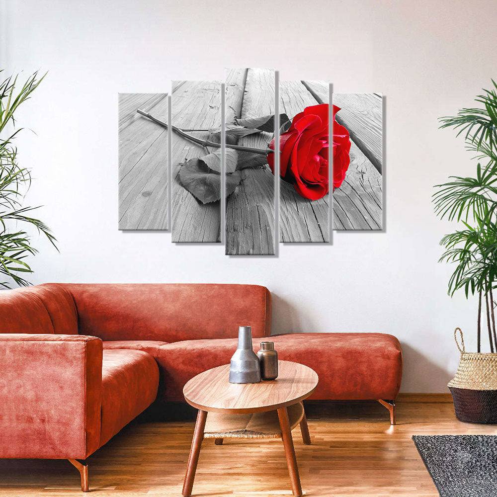 Rose on Wood canvas wall art