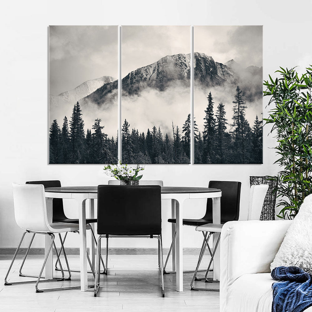 Banff National Park Foggy Mountains canvas wall art