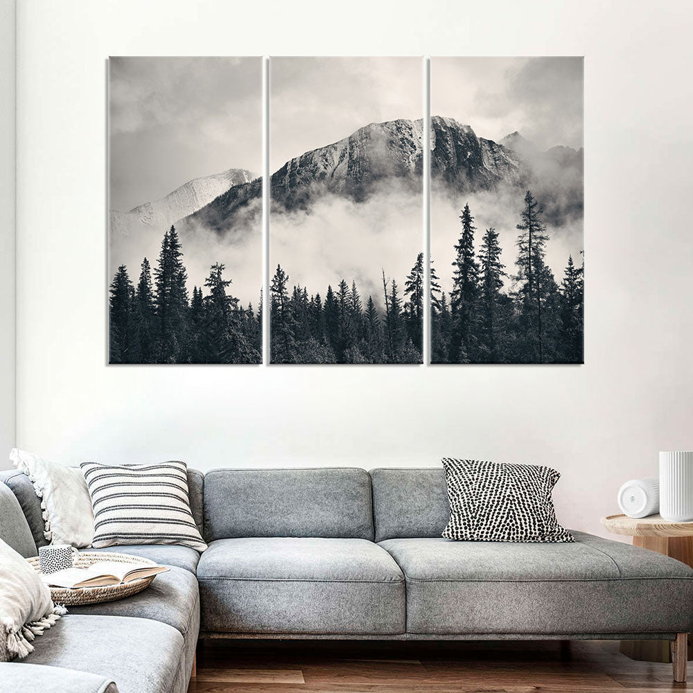 Banff National Park Foggy Mountains canvas wall art