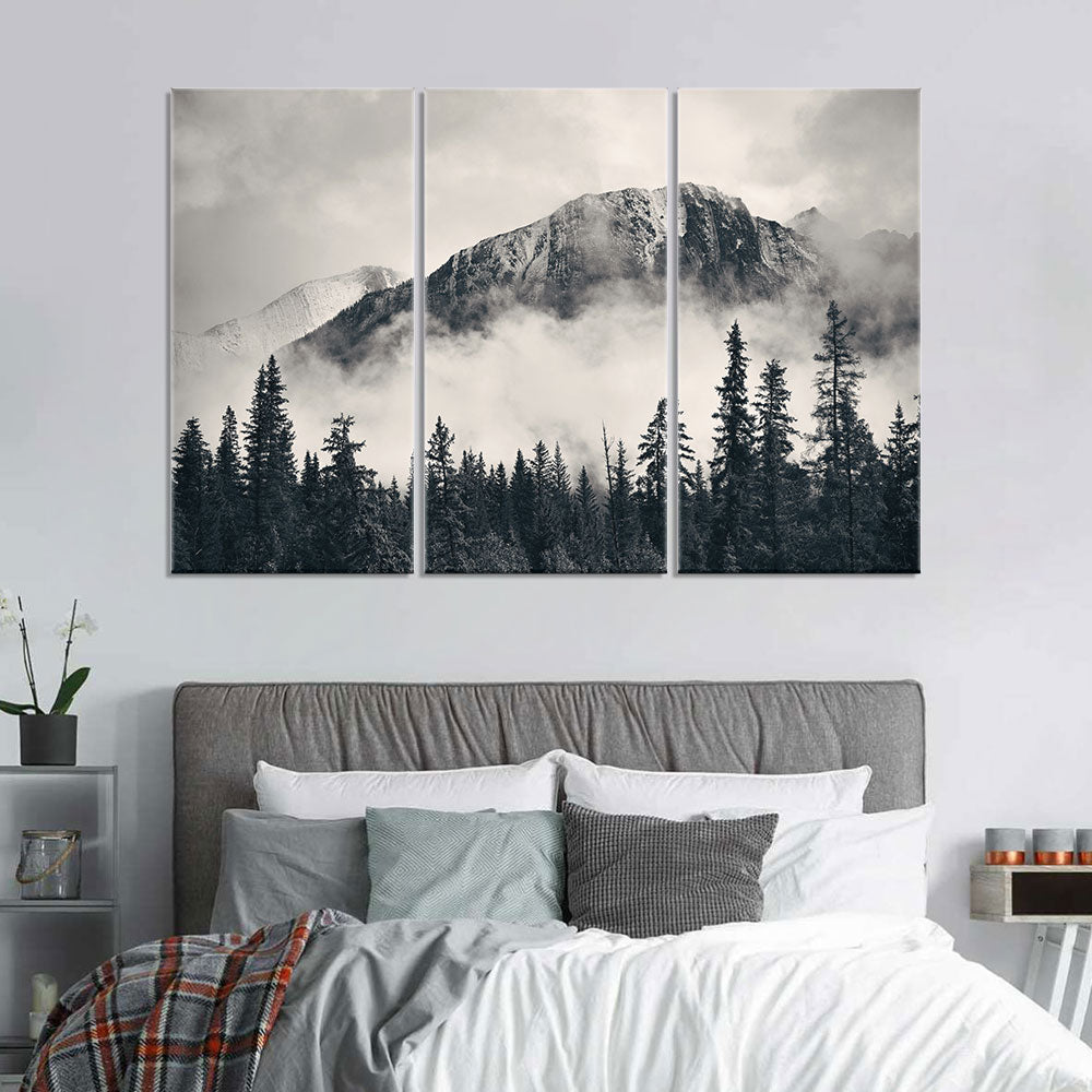 Banff National Park Foggy Mountains canvas wall art